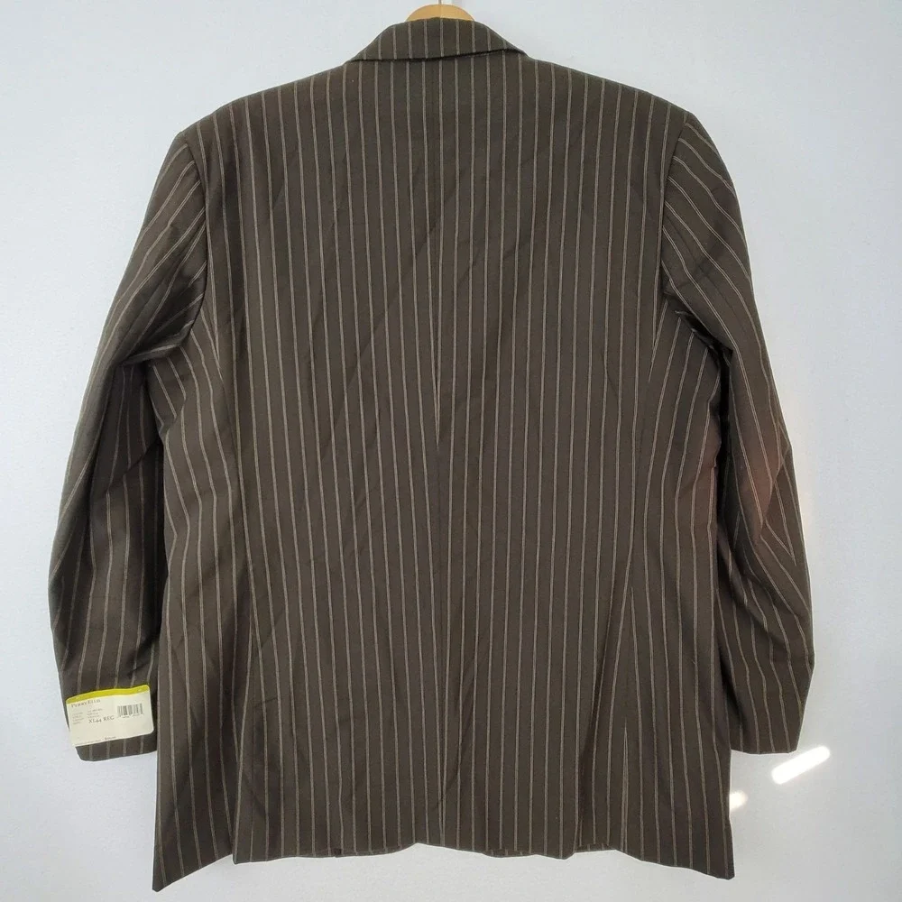 NWT Perry Ellis Brown Pinstripe Single-Breasted Suit Jacket Blazer XL 44 Regular
